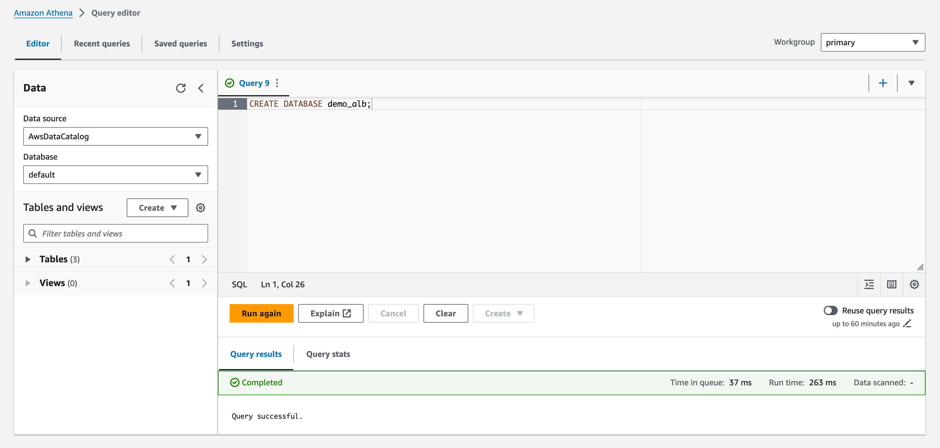 Create an Athena Database