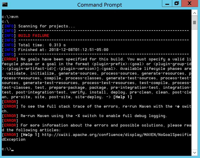 After removing C:.mvn folder