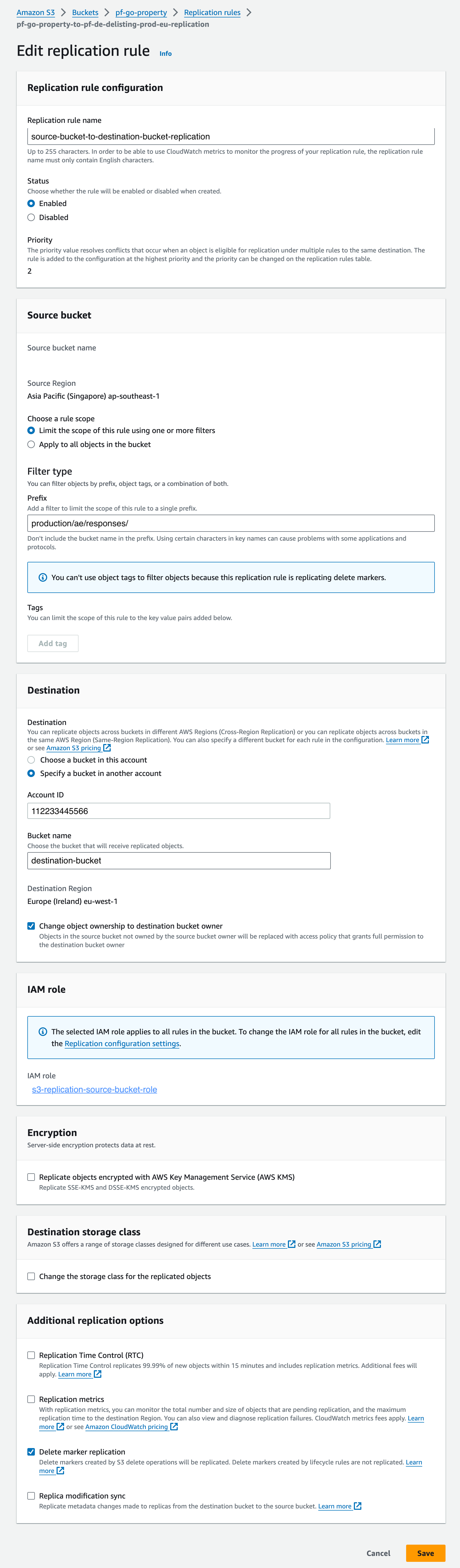 S3 Replication Configurations